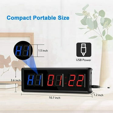 2X Gym Timer,LED Interval Timer Digital Countdown Wall Mounted Clock Fitness Timer,Digits Down/Up Clock Stopwatch