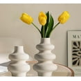 thumbnail image 3 of Ceramic Vases - Set of 2, Modern Vase for Dining Room, Living Room, Wedding Dinner Table, Home Decorations Vase,Off White Round Vases, Boho Vase for Decor, 3 of 13