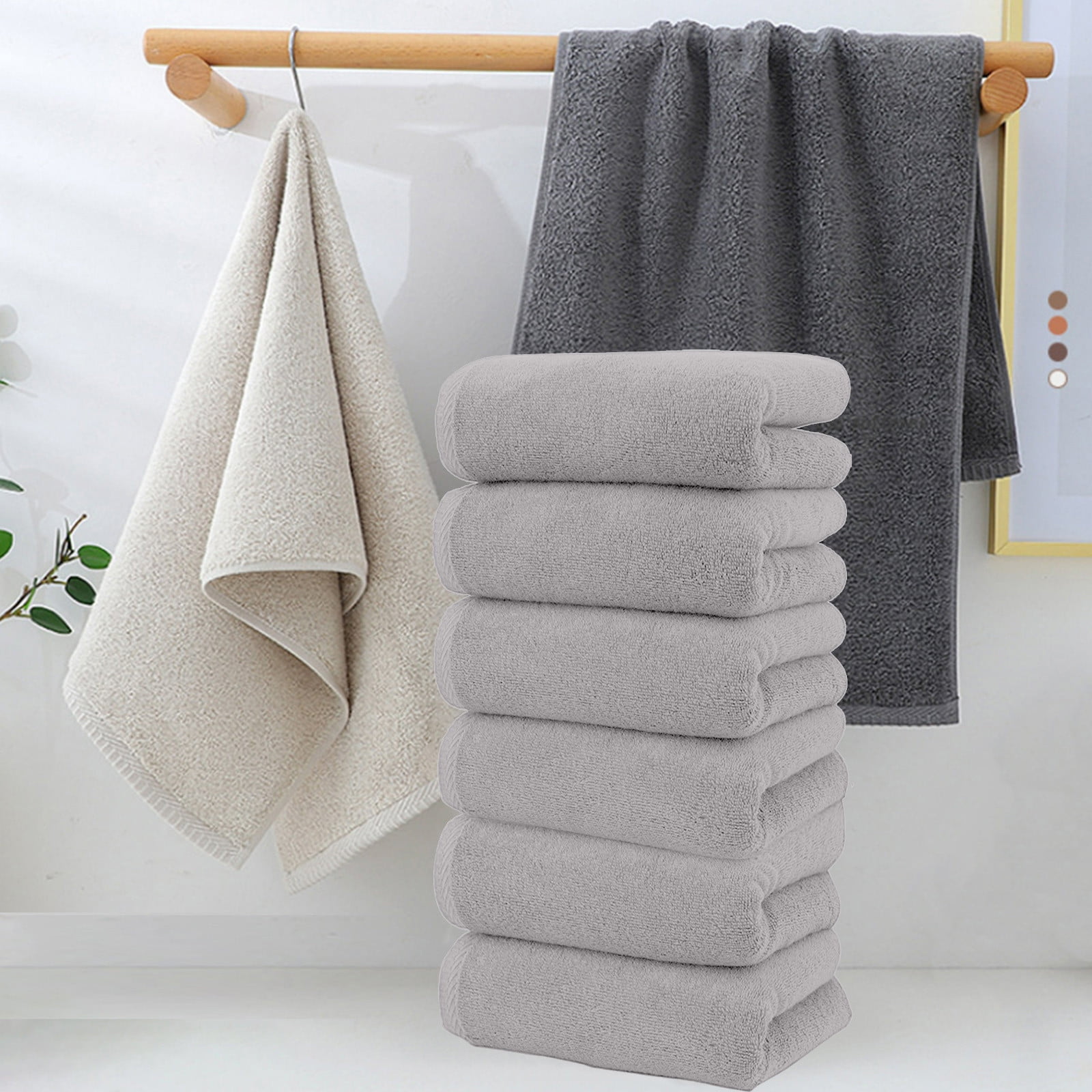 kchsji 6-Pack 100% Cotton Towels - Ultra Absorbent Soft Bath & Face Towels Set, Large Size 30x13in, Multipurpose for Bathroom, Gym, Travel