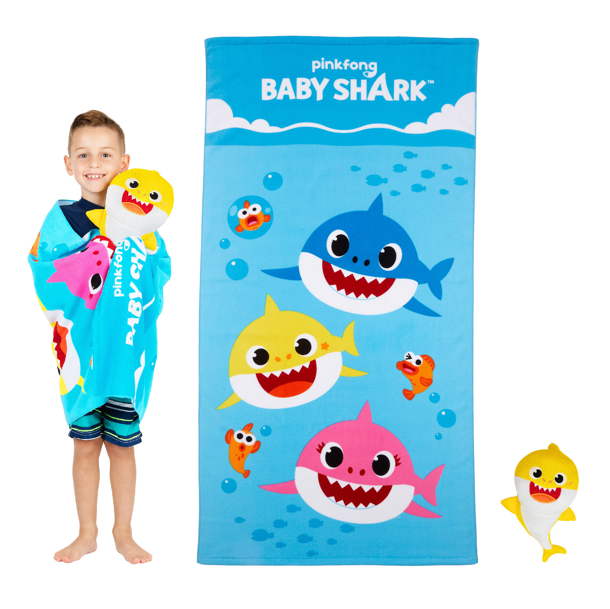 Baby Shark Kids Towel and Character Scrubby Set, Blue, Pinkfong - image 4 of 13