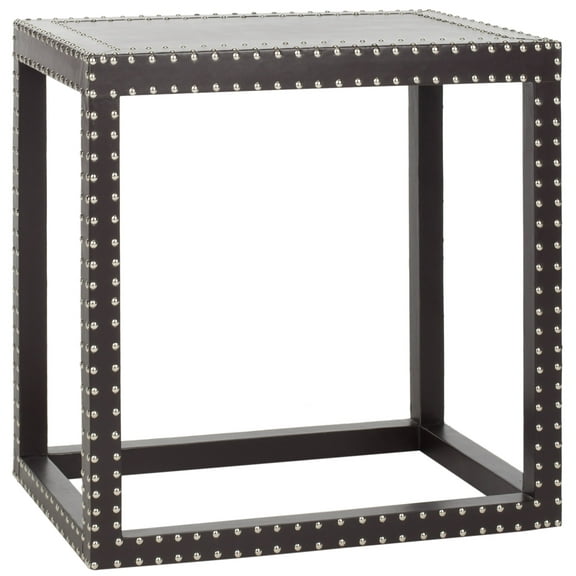 SAFAVIEH Lena Contemporary PU Leather End Table, Charcoal