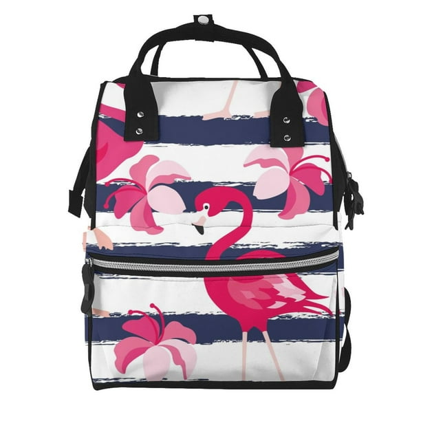 Easygdp Pink Flamingos para Bolsa de Bebé de Gran Capacidad con Múltiples Bolsillos, Bolsa de Pañales para Padres, Bolsa de Viaje Organizada y Elegante