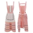 thumbnail image 2 of FEOYA Womens Pinafore Apron Dress Cooking Cotton Apron Kitchen Apron Lace Cute Aprons Home Loose Smock for Gardening Chef Baking Art Painting Pink, 2 of 6