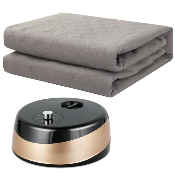 Water Heated Mattress Pad Queen Size 60" x 80", Electric Mattress Topper with Mechanical Knob Control - Soft, Comfort, Safe and Energy Saving, Grey Polyester Cotton