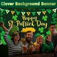 thumbnail image 5 of LSLJS St. Patrick's Day Banner Backdrop Decorations,45"x71" Large Fabric Double Printed Green Leaves Gold Coin Pattern Photo Background Irish Festival Flags Luck Green Yard Sign Trefoil Poster Party, 5 of 6
