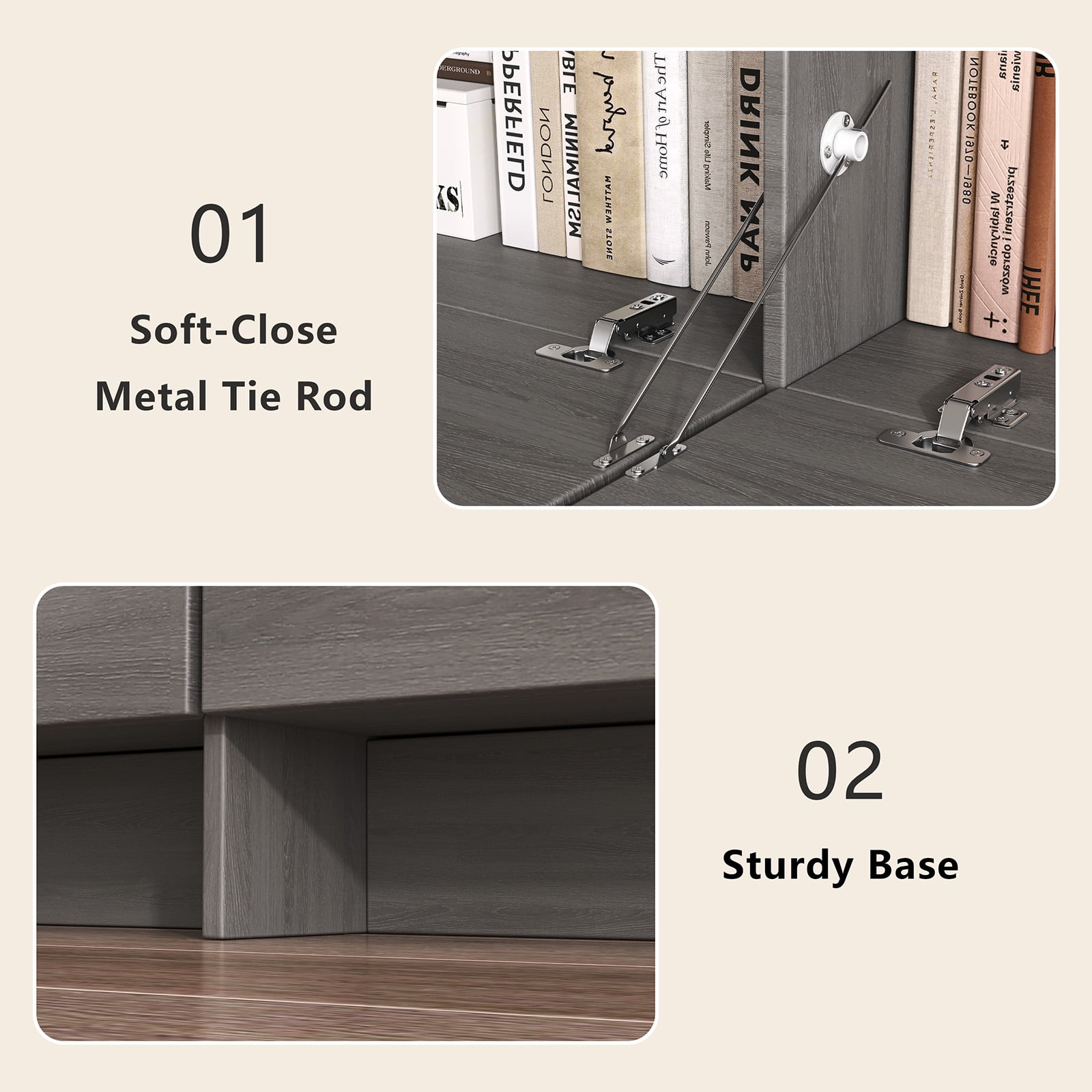 76.4'' Modern TV Stand for Living Room, Mid Century Modern TV Console with 3 Drawers, Media Cabinet for Living Room, Bedroom, Grey