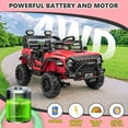 thumbnail image 3 of Funcid 24V 9AH Ride on Toys 2 Seater Ride on Cars with Remote Control, 4WD Powered Ride on Electric Truck Car for Kids w/ Bluetooth, MP3, LED Lights, 3-Point Seat Belts, Spring Suspension, Red, 3 of 9