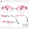 thumbnail image 2 of Luxury Retro Rimless Diamon Shape Hustler Metal Frame Sunglasses Silver - Pink, 2 of 8