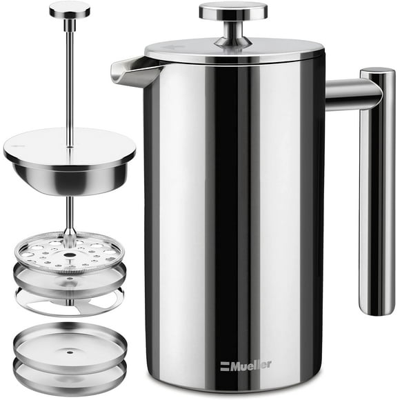 Cafetera French Press MuellerLiving, 600 ml, acero inoxidable