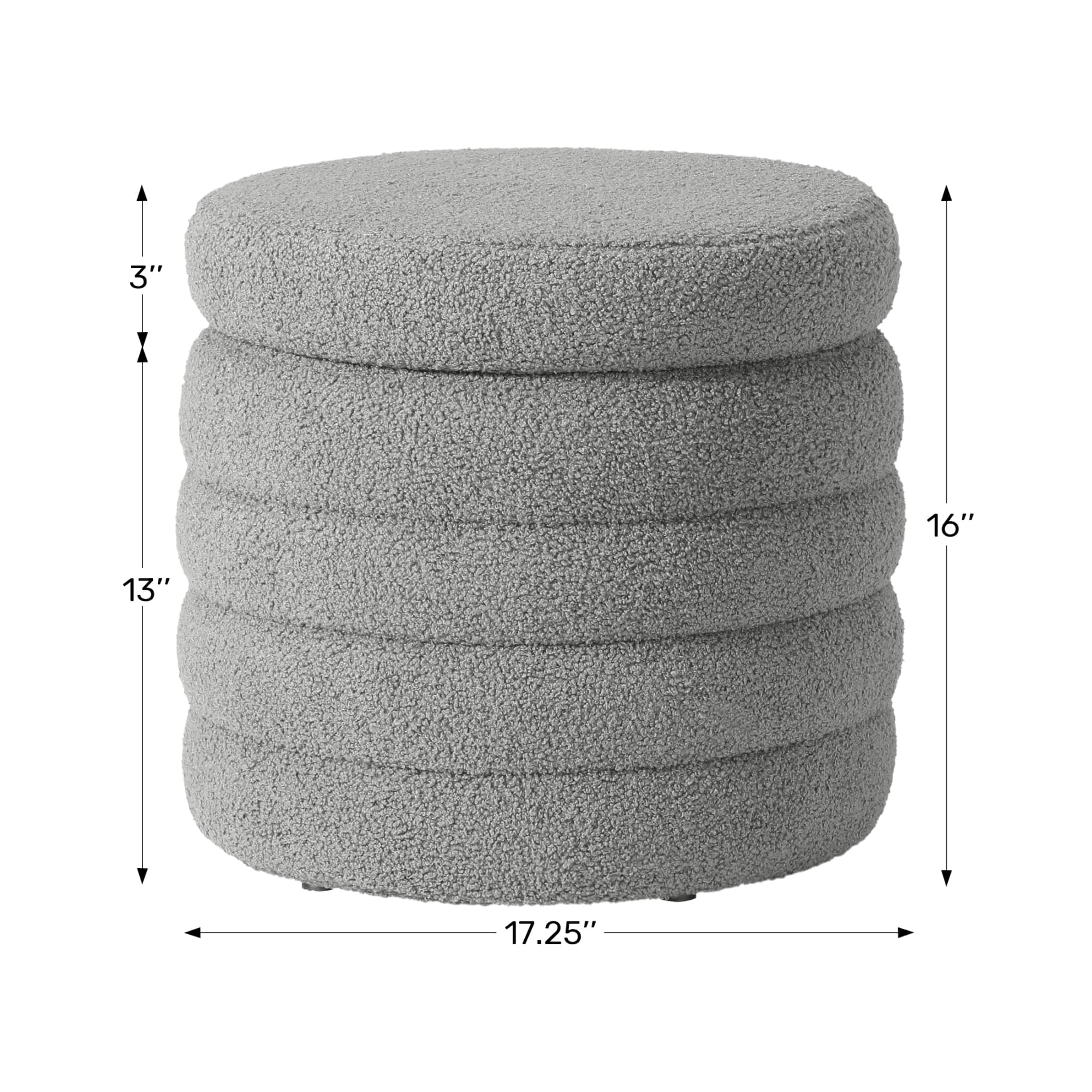 WestinTrends Alexandria Mid-Century Modern Faux Sherpa Round Storage Ottoman, Ice Green