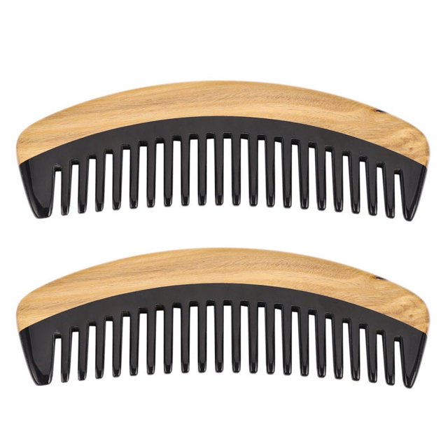 2X Peine - Peine de Desenredo de Madera de Dientes Anchos para Cabello Rizado
