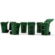 Set of 6 Green Garbage Trash Bin Containers Replica 1/34 Models by First Gear