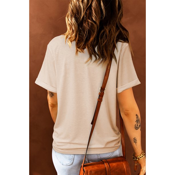 ABPHQTO Camiseta gráfica de manga corta con estampado de coche de leopardo caqui Happy Camper para mujer
