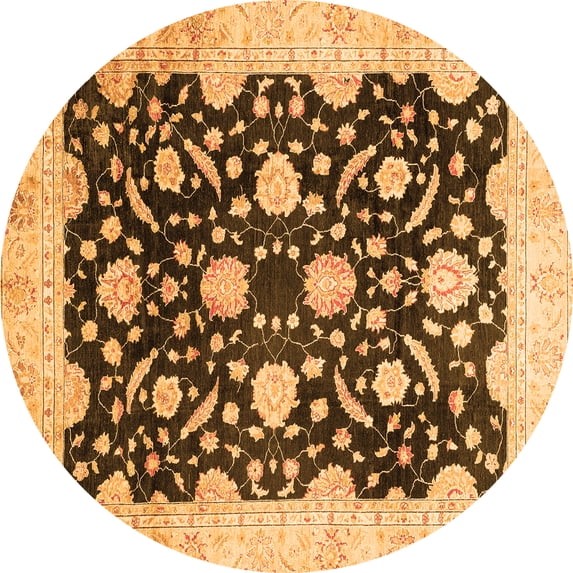 Ahgly Company Indoor Round Oriental Orange Traditional Area Rugs, 5' Round