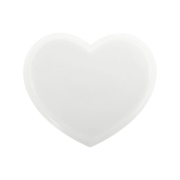 Unique Bargains 1 Pc Heart-shaped Makeup Mirror for Vacation Travel White Plastic Glass