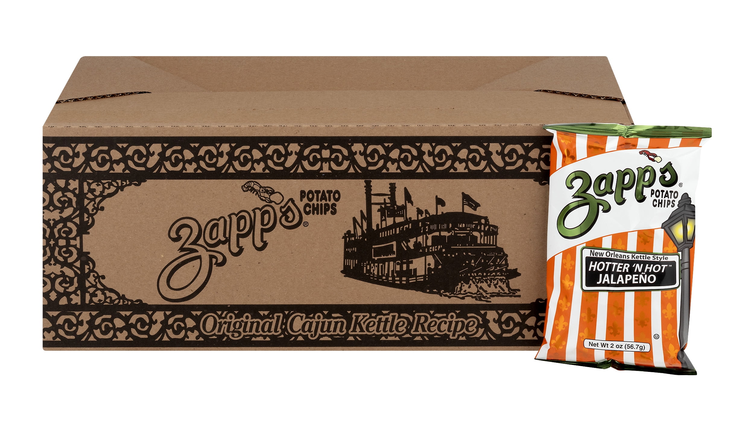 Zapp's Kettle Potato Chips, Jalapeno, 25 Ct
