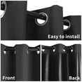 thumbnail image 2 of 2 Panels Blackout Curtains for Bedroom- 52"×84" Blackout Curtains with Grommets Thermal Insulated Room Darkening Light Blocking, Noise Reducing & Wrinkle-Free Drapes for Living Room Windows, Black, 2 of 9