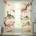 thumbnail image 4 of Chinese Style Ink Painting Flowers Landscape Sheer Curtains for Living Room Voile Tulle Curtain Window Drapes, 4 of 7
