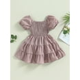 thumbnail image 4 of Bagilaanoe Toddler Baby Girl Summer Dress Short Sleeve Ruffled A-line Princess Dresses 12M 18M 24M 3T 4T 5T Kids Casual Swing Sundress, 4 of 9