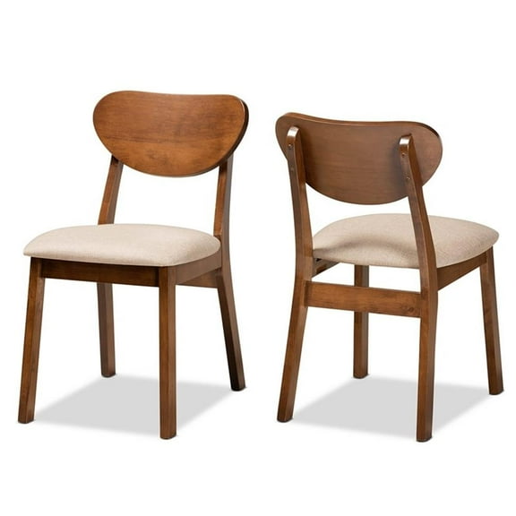 Bowery Hill Sand Walnut Brown Finished Wood 2-Piece Dining Chair Set