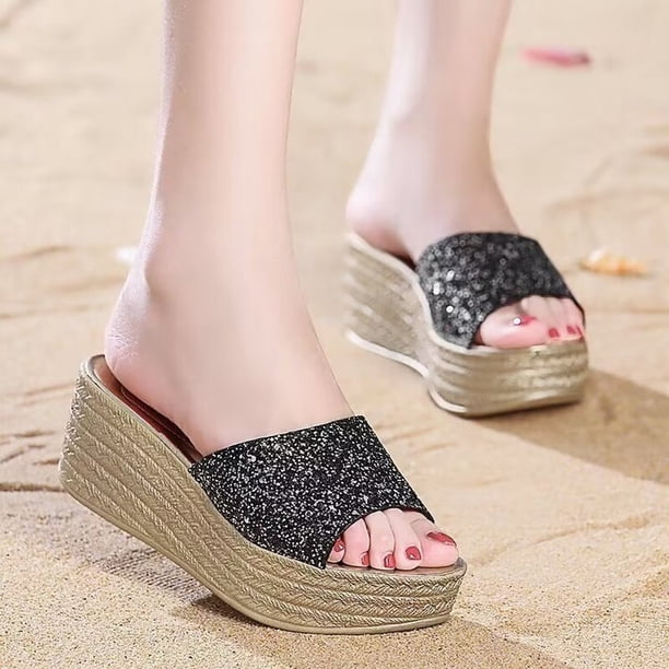 Sandalias con plataforma y punta redonda, sandalias con punta abierta, sandalias de verano, zapatos de playa para interiores, moda femenina, zapatos sencillos y cómodos para mujer39 Gao Jinjia LED
