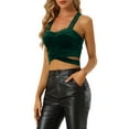 thumbnail image 4 of MODA NOVA Juniors Strappy Crop Tank Tops Sparkle Deep V Sleeveless Top, 4 of 5