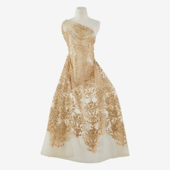 Zelouf Leah Glitter Sequin Embroidery Mesh  , Sewing, DIY, Crafts Fabric by the Yard, Elegant Sand, 3 Yard