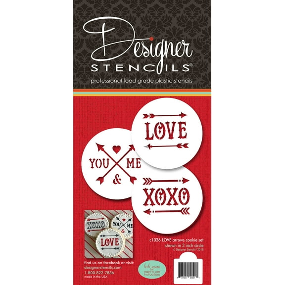 LOVE and Arrows Cookie Stencil Set C1026 by Designer Stencils