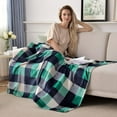 thumbnail image 2 of Buffalo Plaid Flannel Fleece Throw Blanket 50 x 60 Inches, Soft Lightweight Cozy All Season Green/White Checkered Blanket for Bed, Couch, Car, 2 of 6