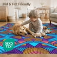 thumbnail image 4 of ODIKA 8'x10' Washable Area Rug 80S Geometric Bold Memphis Squiggle Interlocking Funky Retro Refined Structured for Living Room, Under Sectional, Family , Durable, Non-Slip, 4 of 7