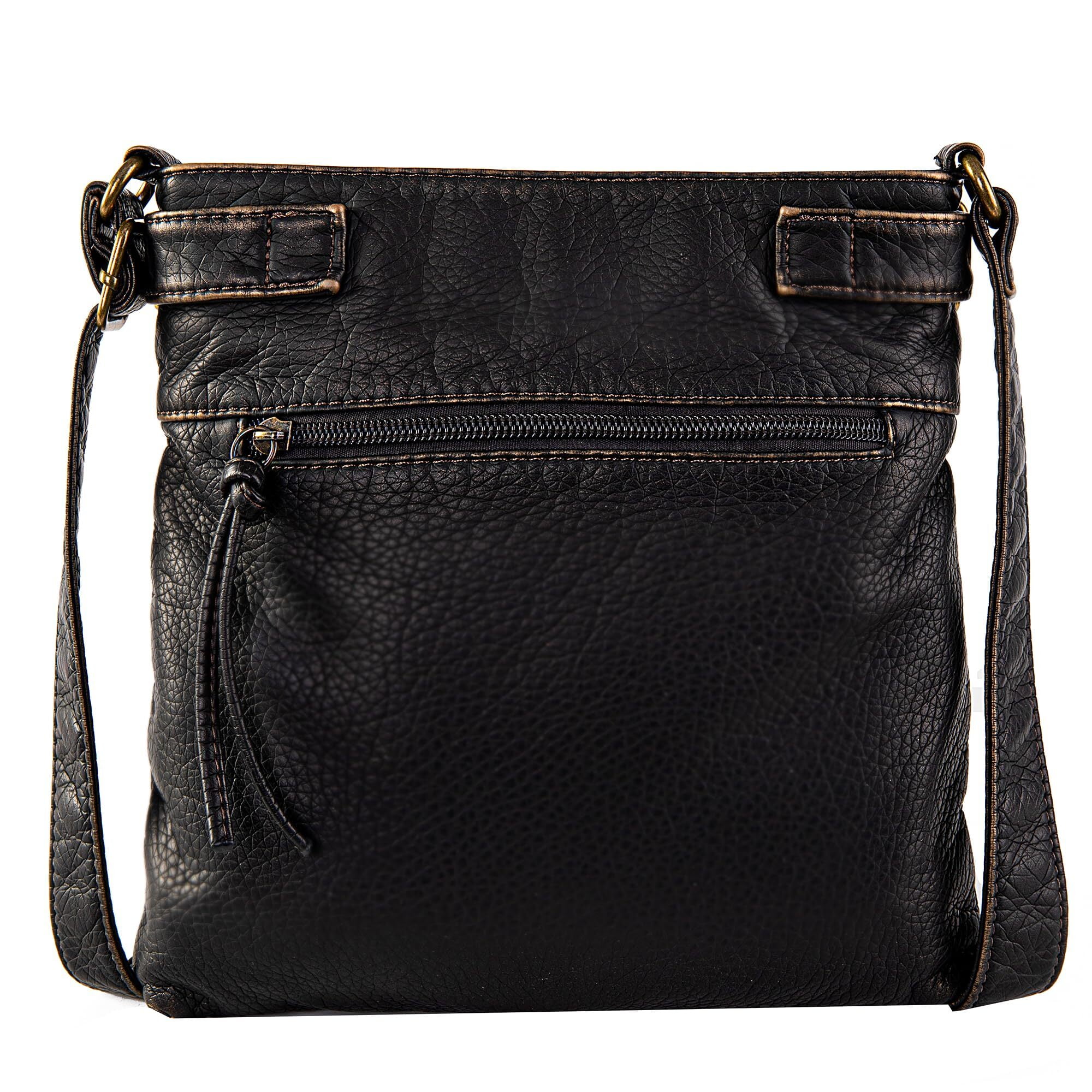 Montana West Crossbody Bag for Women Multi Pocket Shoulder Bags Medium Travel Purses Ultra Soft Washed Leather, Bronze