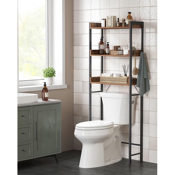 SONGMICS Over The Toilet Storage Bamboo 3Tier OverTheToilet Space