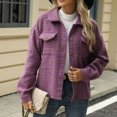 thumbnail image 6 of JUUNthy Women's Plaid Shacket, Long Sleeve Lapel Collar Button Down Fall Winter Fashion Jacket Outerwear Blue S, 6 of 15