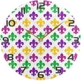 thumbnail image 5 of GZHJMY Mardi Gras Wall Clock, Silent Non Ticking Battery Operated Round Clock for Kitchen Office School Home Decorative, 5 of 7