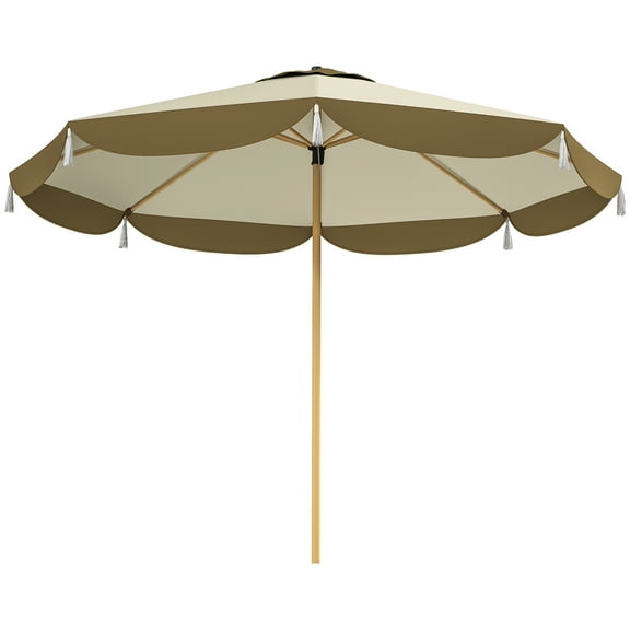9FT Patio Umbrella, UPF 50 Outdoor Market Umbrella with 8 Ribs, Vented Outdoor Table Umbrella for Deck, Backyard and Lawn, Cream White