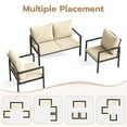 thumbnail image 6 of MRUAKA 3-Piece Outdoor Patio Conversation Set, Metal Frame Furniture Sofa with Armchairs & Coffee Table, Weather-Resistant Cushions for Balcony, Deck, Poolside Beige, 6 of 7