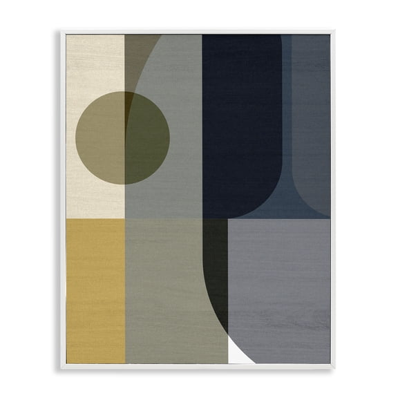 Stupell Industries Mid-Century Distinct Geometric Layered Shapes White Framed Giclee Art, 16 x 20, by Incado