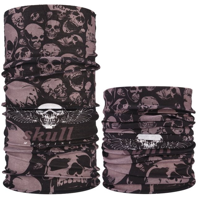 Máscara de montar con capucha mágica multifuncional sin costuras, cálida toalla con cara de calavera para Halloween