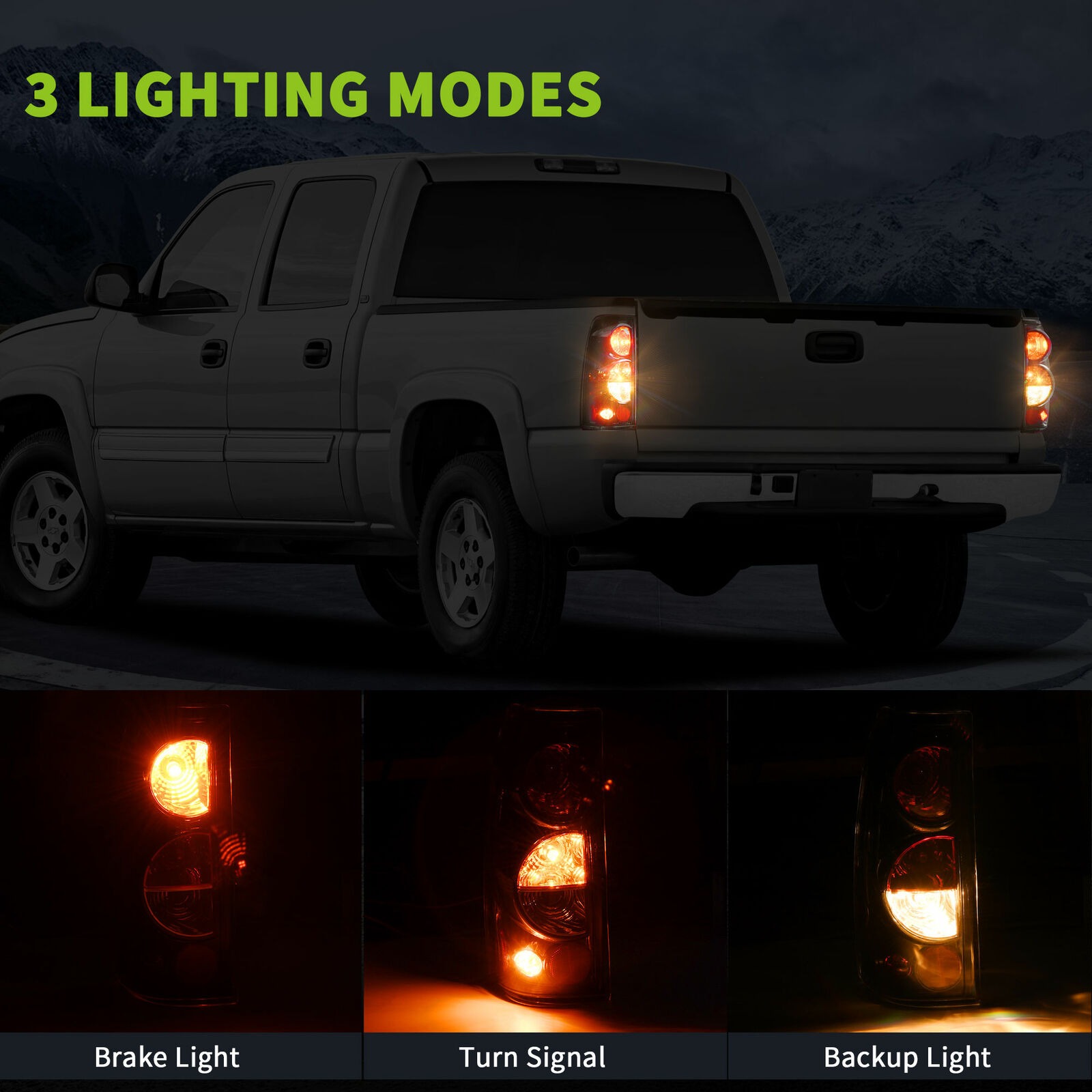 RVNI Black Smoke Tail Lights Brake Lamps For 1999-2006 Chevy Silverado 1500 2500 3500