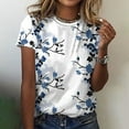 thumbnail image 2 of JINMGG Womens Tops under $5 Women's Fashion O-Neck Print Short Sleeve T-Shirt Tops Casual Loose Blouse Tops Blue XL, 2 of 5
