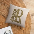thumbnail image 6 of Cushion Covers Beautiful Gold Floral Monogram Initial R Custom Modern Pillow Cover Personalized Initial Letter Couch Pillow Covers 16"x16" Pillow Case Farmhouse Rustic Cushion Case for Sofa Couch, 6 of 7