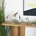thumbnail image 3 of 12", 8", 7"H Silver Aluminum Metal Sail Boat Sculpture, by DecMode (3 Count), 3 of 10