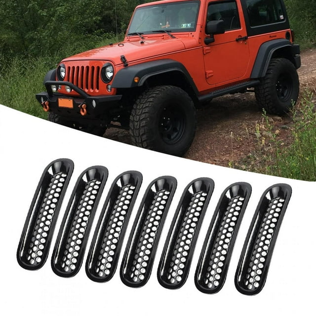 Rejilla delantera negra BuyWeek para parachoques Jeep 7 piezas