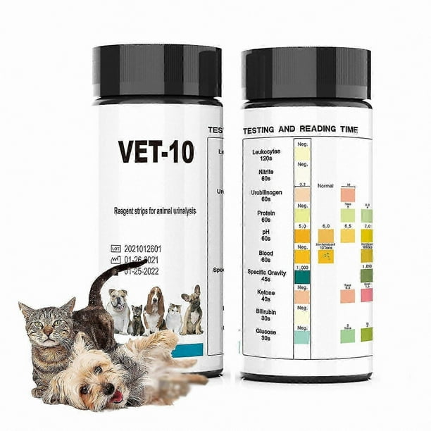 Pet Urine Analysis Strips for Dogs, Cats & Vets - 100 Test Parameters for Accurate Results