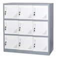 thumbnail image 1 of KFFKFF 9 Doors Metal Locker, Lockable Steel Storage Cabinet, 66 lbs Loading Capacity, 2 Keys for Each Door, 3 Tiers Employee Lockers, Gray, 1 of 9