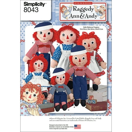 Felt Doll Patterns - Simplicity Raggedy Ann & Andy Doll Pattern, 1 Each