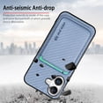 thumbnail image 5 of Dteck Detachable Back Cover for iPhone 16 with Card Holder, Magnetic Wallet Pocket Carbon Fiber Texture PU Leather Slim Phone Case, Blue, 5 of 12