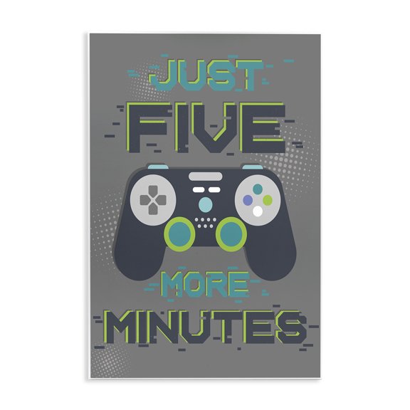 Stupell Industries Contemporary Five More Minutes Video Games Wall Plaque Art, 13 x 19, by Angela Nickeas