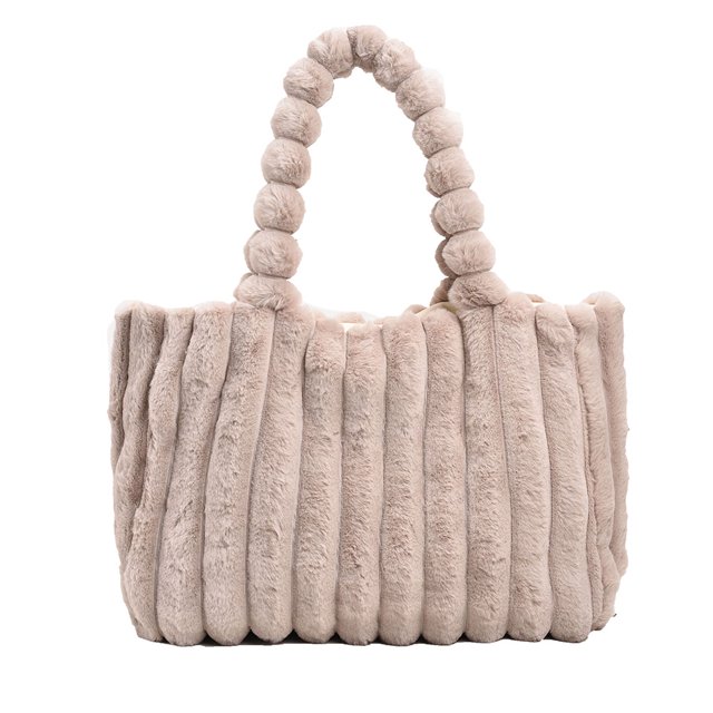 Bolso de mano de felpa bolso casual bolso difuso de moda para otoño invierno (caqui)