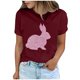 thumbnail image 2 of Tops de Cuello Alto para las Mujeres Amante Impreso Camiseta Cuello Redondo Manga Corta, Poliéster Spandex, 2 of 7